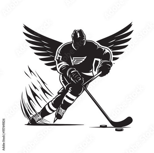 ice hockey player silhouettes  illustration vector