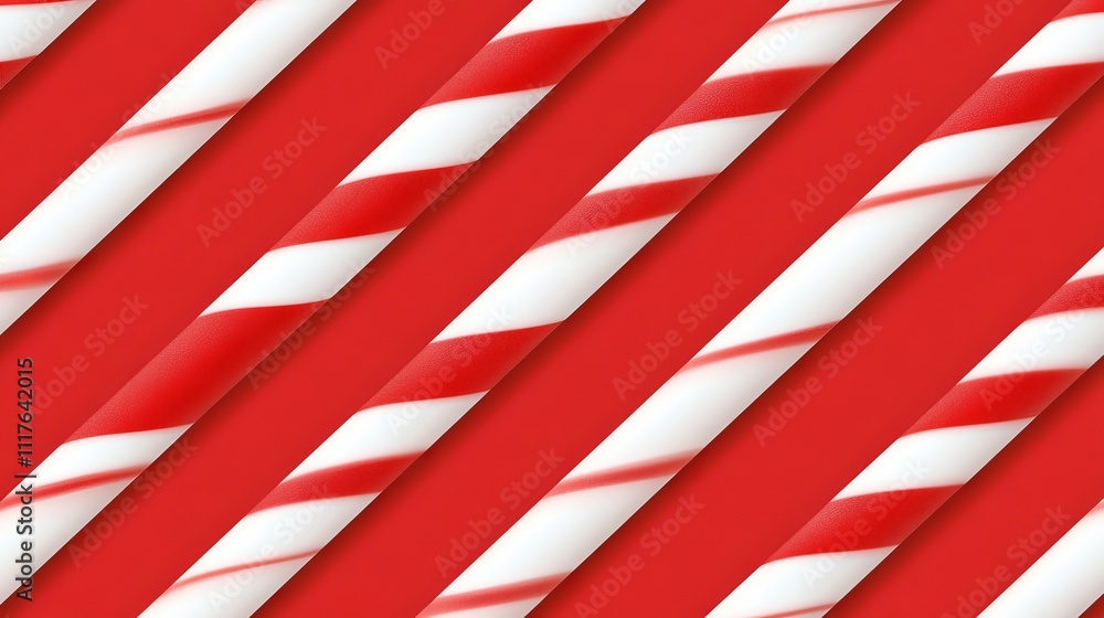 Fototapeta premium Candy Cane Pattern Background with 3D Effect
