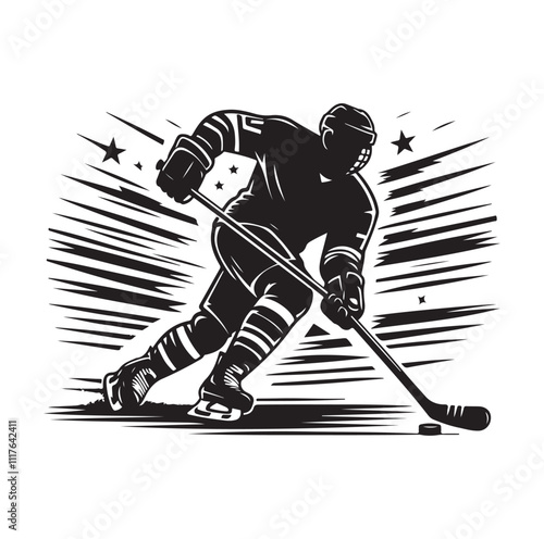 ice hockey player silhouettes  illustration vector