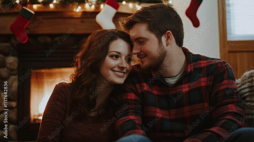 Couple Enjoying a Quiet Moment by the Fireplace Couple Enjoying a Quiet Moment by the Fireplace