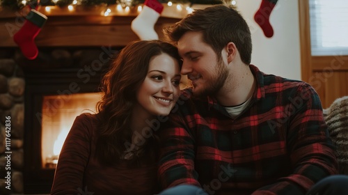 Couple Enjoying a Quiet Moment by the Fireplace