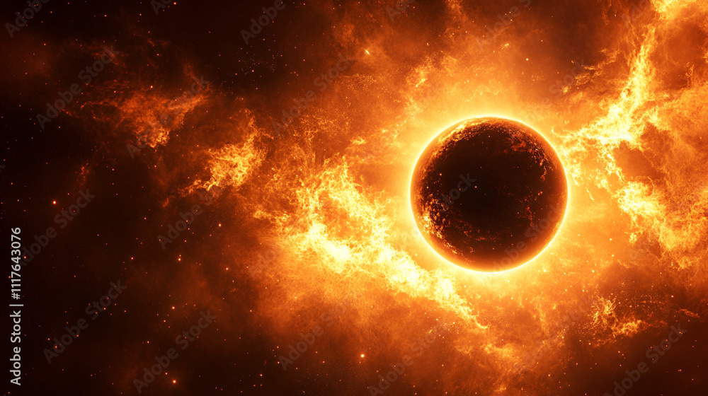 Fiery Planet engulfed in Cosmic Inferno: Stellar Destruction Fiery Planet engulfed in Cosmic Inferno: Stellar Destruction