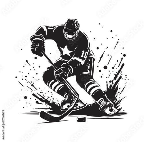 ice hockey silhouettes  illustration vector