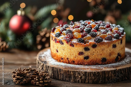 a festive Christmas fruitcake with dried frui