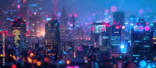 Nighttime Cityscape with Blurry Lights