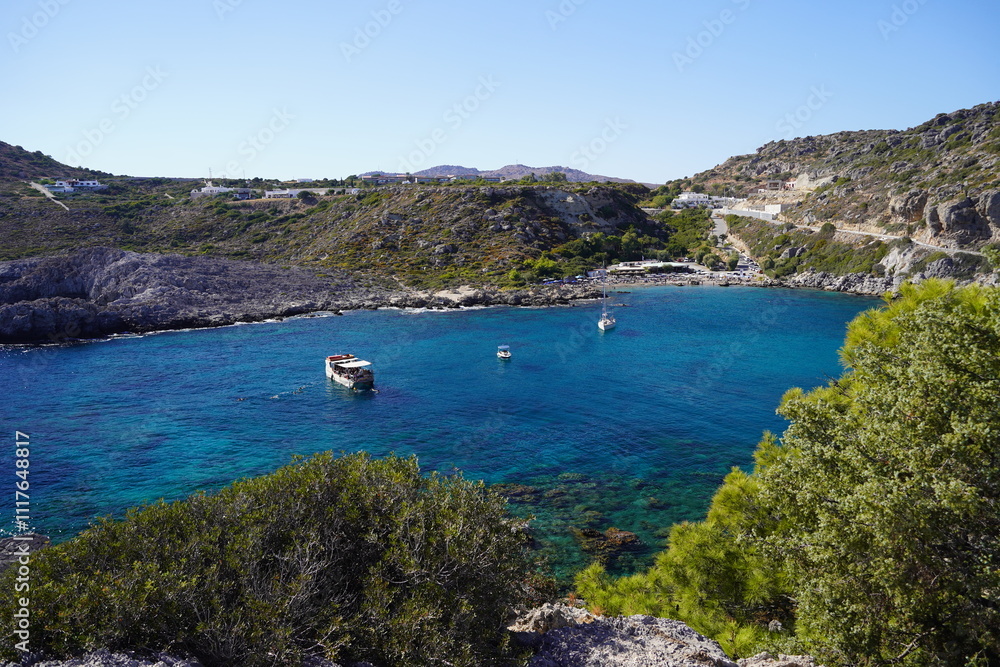 Fototapeta premium picturesque destination , Antony Quinn bay in Rhodes , Greece