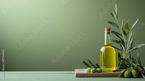 bottle of olives oil with olives
