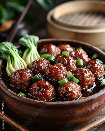 Braised lio delight in rustic clay pot cozy kitchen setting culinary artistry captivating view of delicious dish for food lovers photo