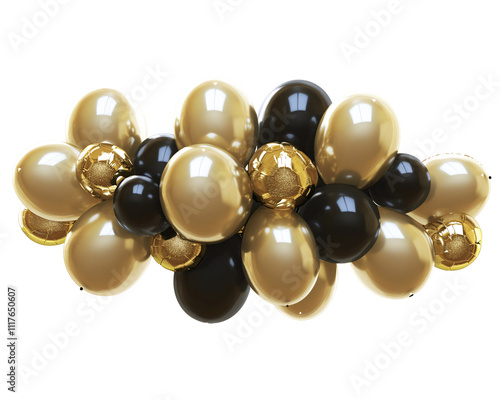 a group of black and gold balloons photo