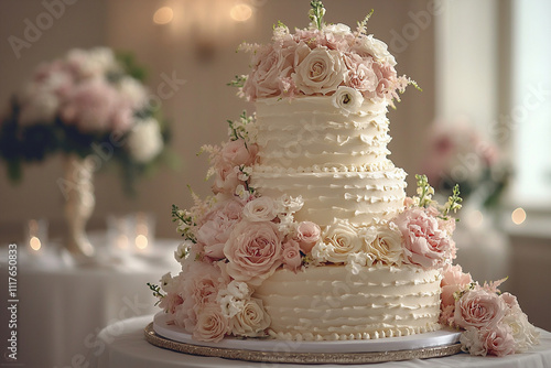 a stunning wedding cake with multiple tiers d photo