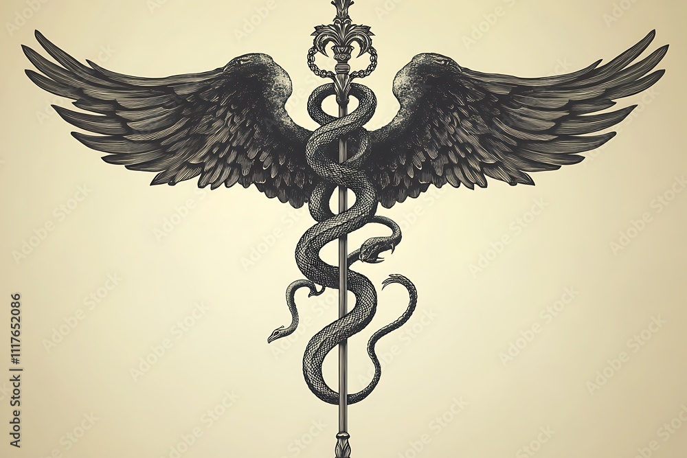 New medical symbol, a snake coiled around a syringe. Caduceus. Black vector stencil
New medical symbol, a snake coiled around a syringe. Caduceus. Black vector stencil