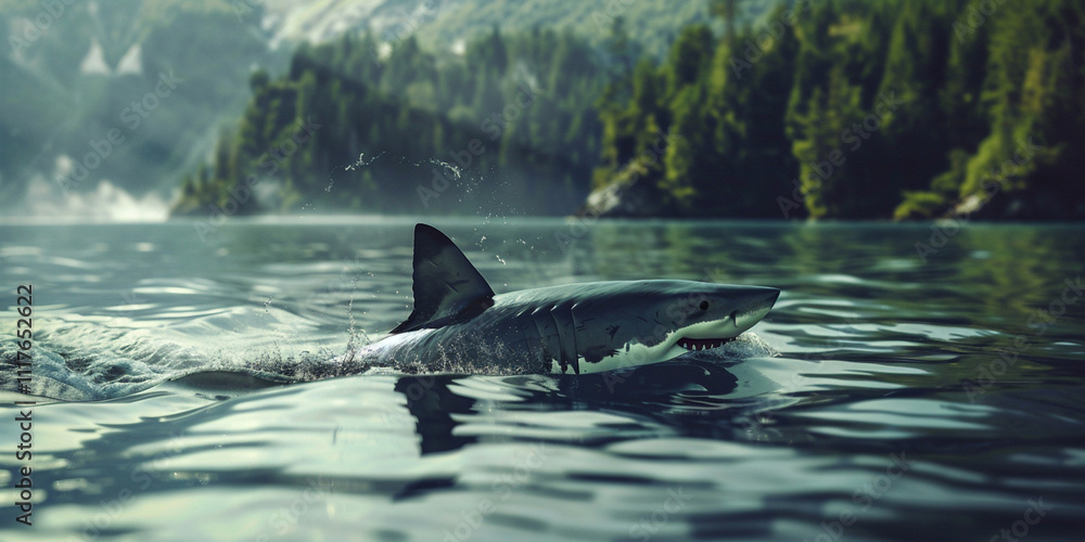Fototapeta premium a shark swimming in the water