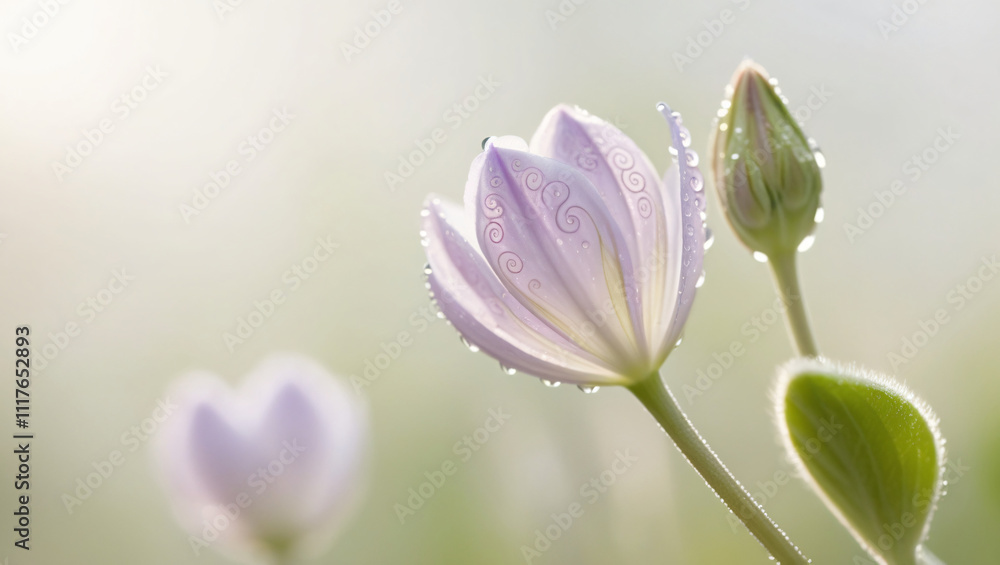 Fototapeta premium lavender flower blooming in the morning, created by generative AI