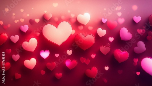 Gradient Glow: A smooth gradient from deep red to blush pink, with glowing heart outlines scattered subtly.