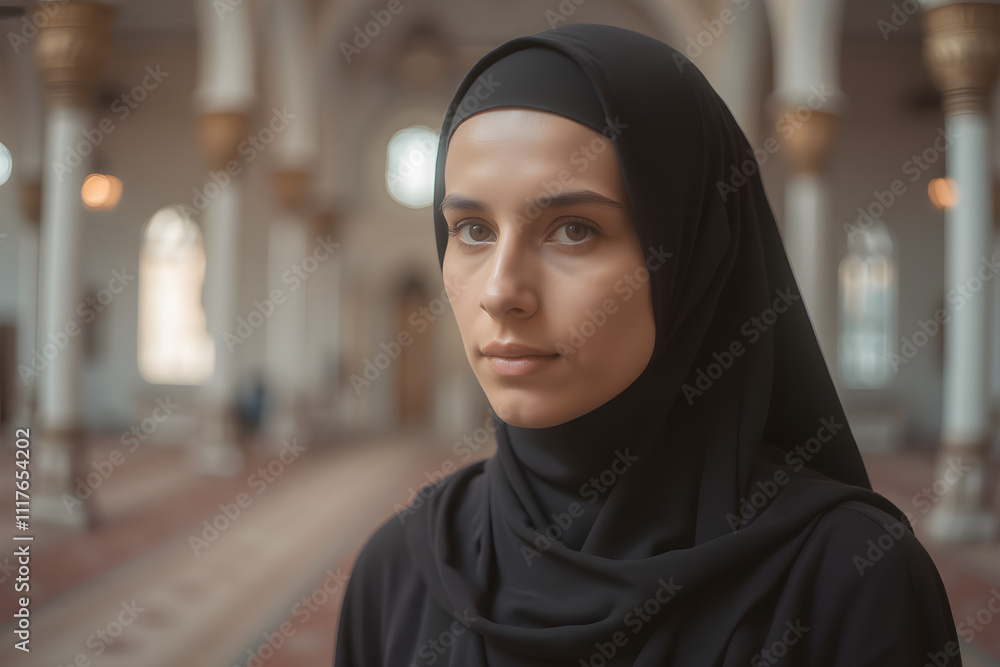 hyper realistic portrait of an a Muslim woman in the mosque hyper realistic portrait of an a Muslim woman in the mosque