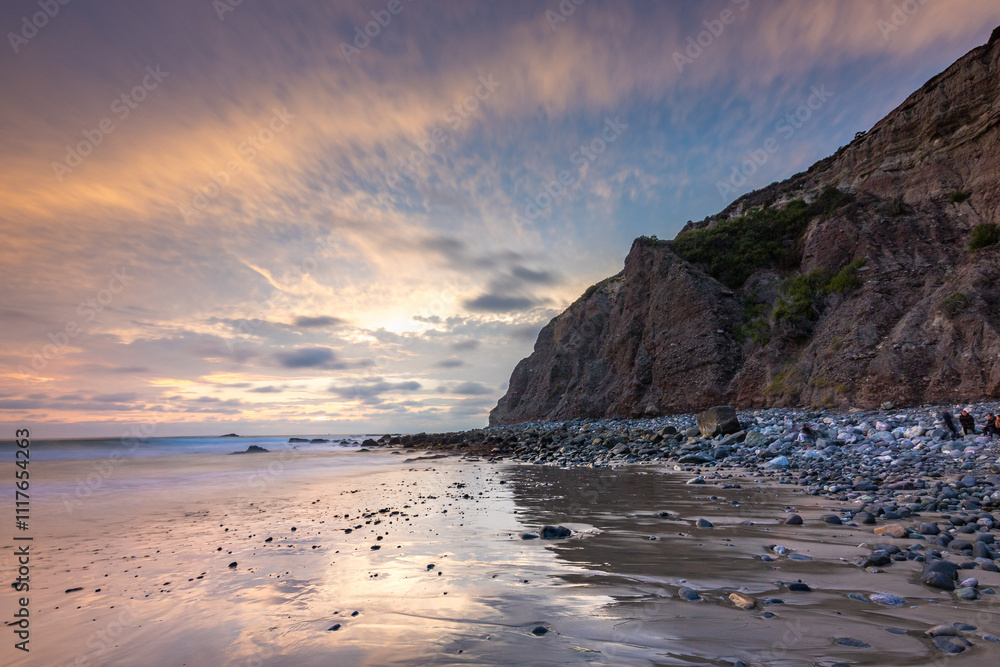 Beautiful sunset view over Dana Point coastline