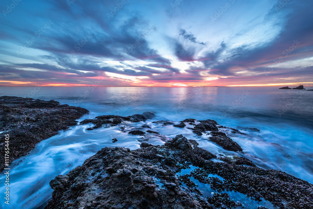 Sunset over Crescent Bay Beach in Laguna Beach