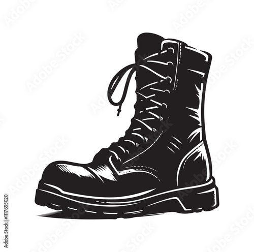 COMBAT BOOTS silhouette vector ILLUSTRATION 