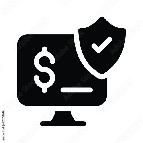 A shield icon symbolizing protection, cybersecurity, and safe transactions