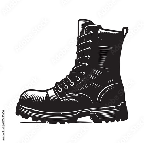 COMBAT BOOTS silhouette vector ILLUSTRATION 