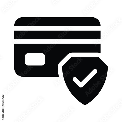 Credit card with a shield, symbolizing secure payments icon design