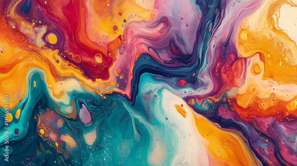 Abstract digital art background, featuring vivid hues in fluid motion