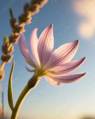 lavender flower blooming in the morning, created by generative AI