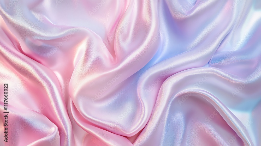 A close up of soft, pink and blue satin fabric. A close up of soft, pink and blue satin fabric.