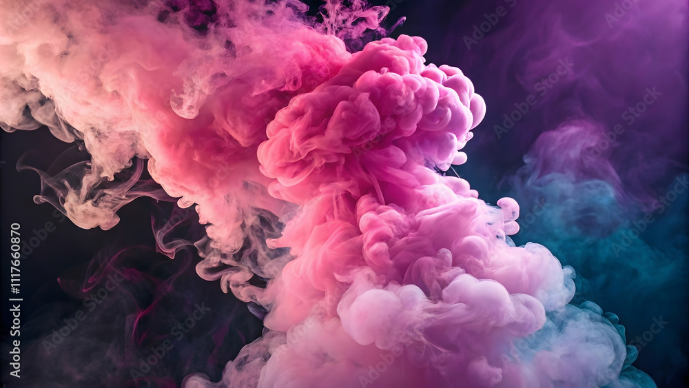 Fototapeta premium smoke on black background and pink 