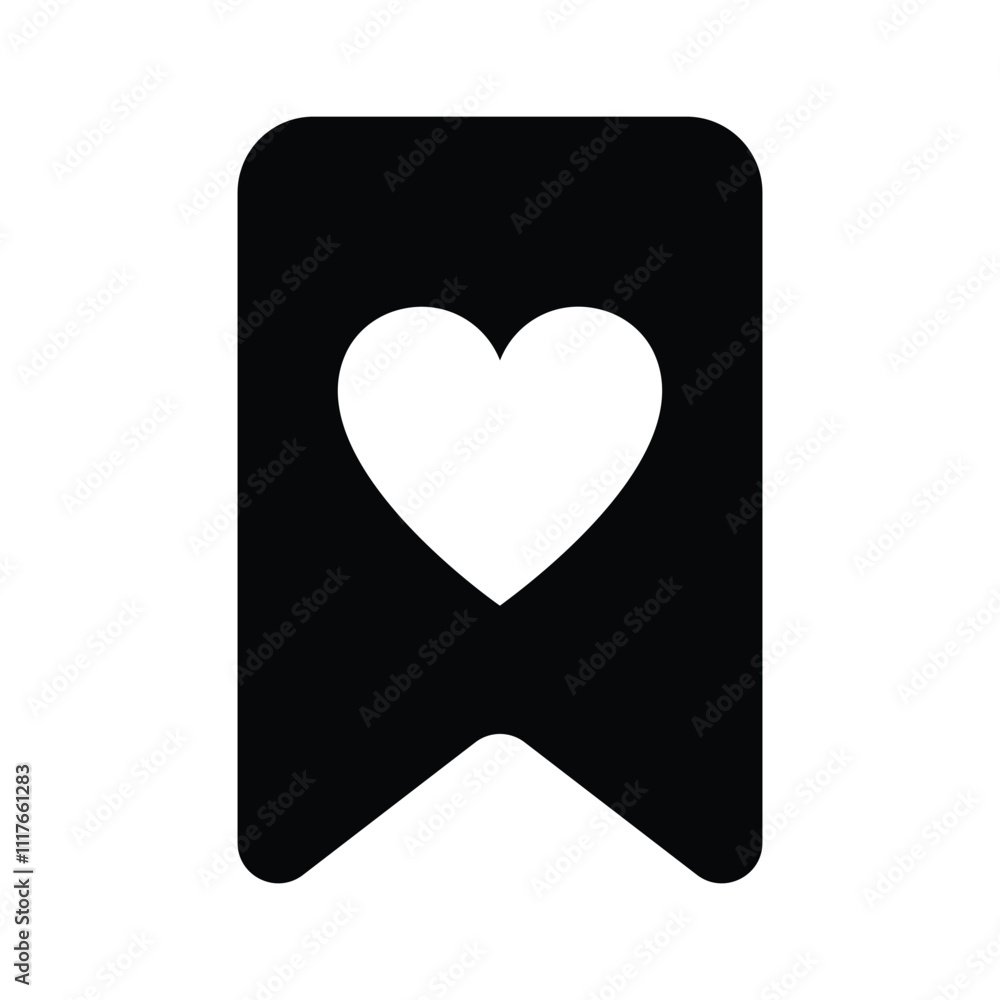 A heart inside a bookmark, symbolizing favorite or valued items A heart inside a bookmark, symbolizing favorite or valued items