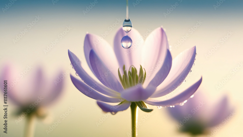 Fototapeta premium lavender flower blooming in the morning, created by generative AI