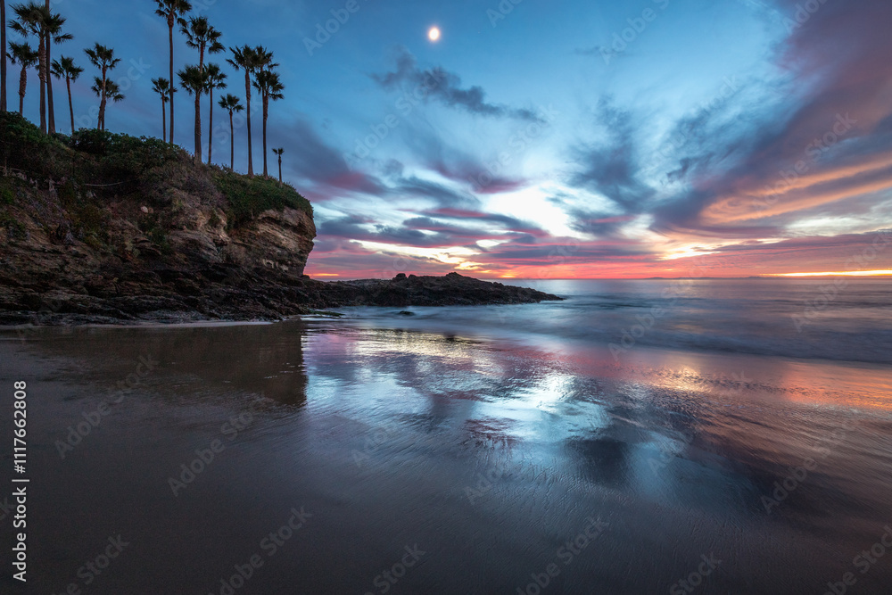 Crescent Bay Beach sunset reflections