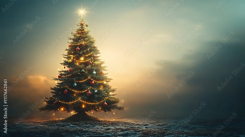 Whimsical Celestial Christmas Tree in Dreamlike Surreal Setting Whimsical Celestial Christmas Tree in Dreamlike Surreal Setting
