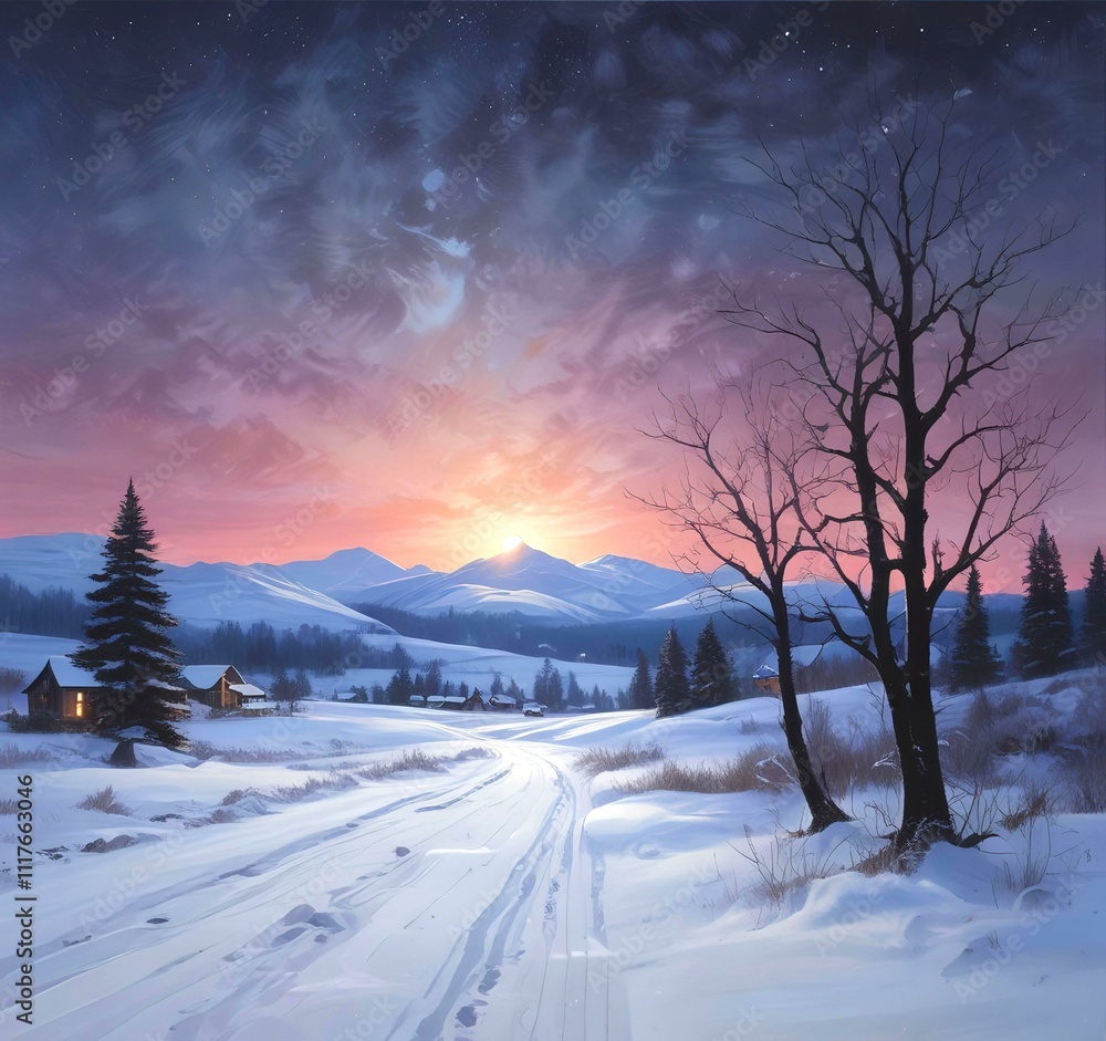 Illustration of winter landscape. Illustration of winter landscape.