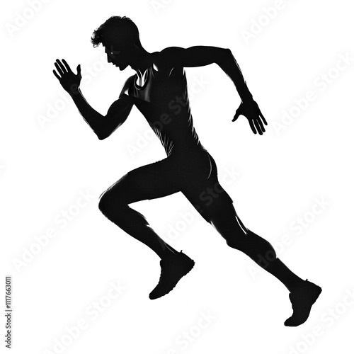 Running Male Athlete Silhouette Isolated Illustration or Photograph | Olympic Runner Sprinter