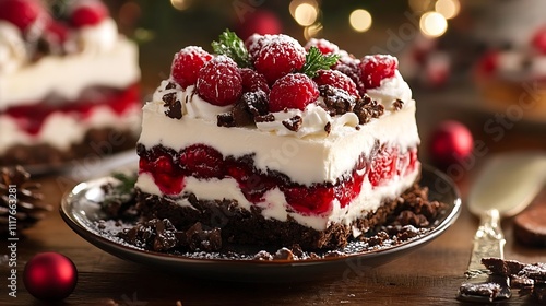 christmas cake with berries