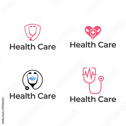 Set of Logo for health care stethoscope . Medical health care logo design.