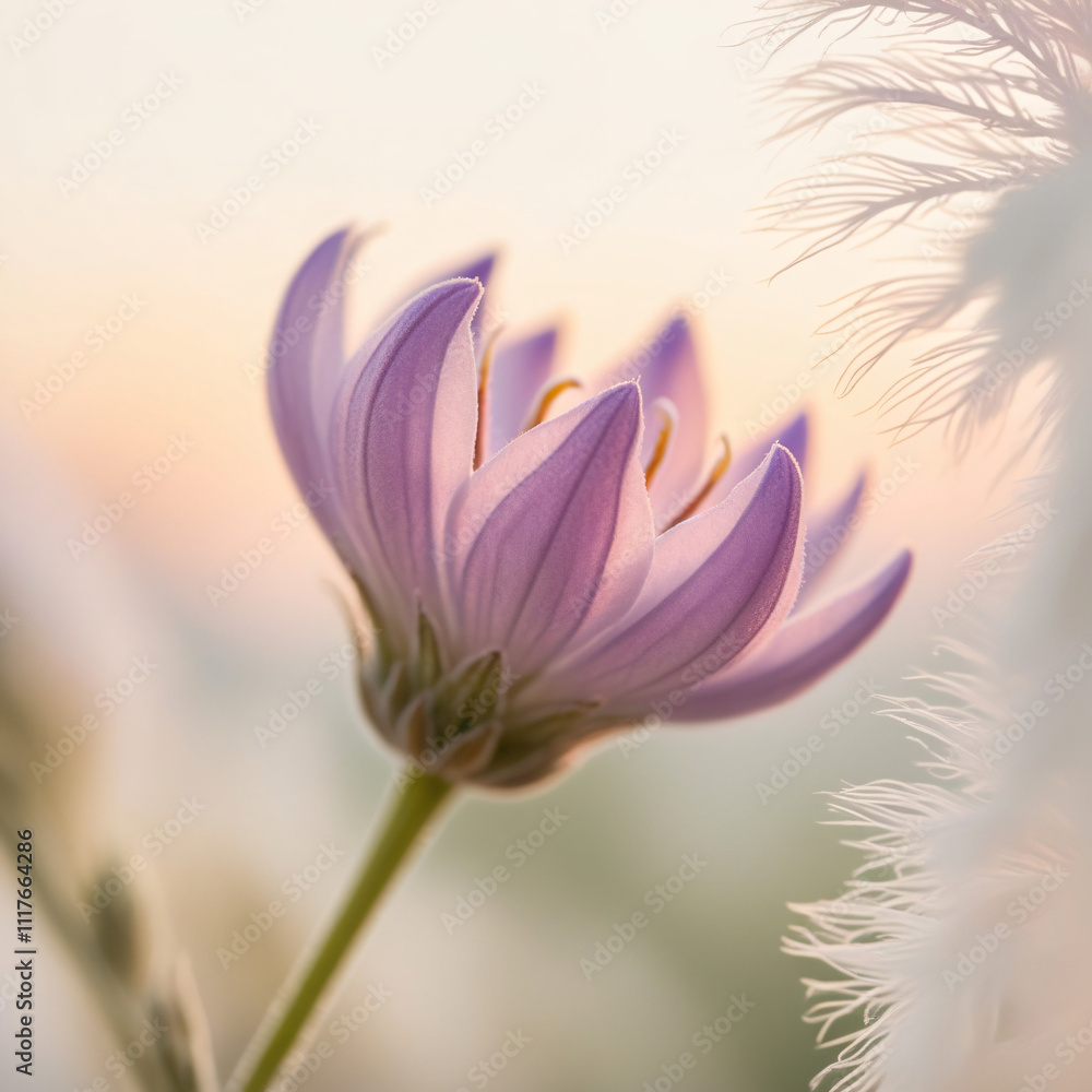 lavender flower blooming in the morning, created by generative AI lavender flower blooming in the morning, created by generative AI