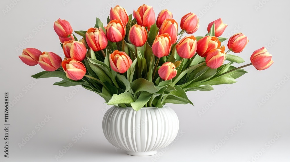 Tulip flowers arranged in a classic white ceramic vase
Tulip flowers arranged in a classic white ceramic vase