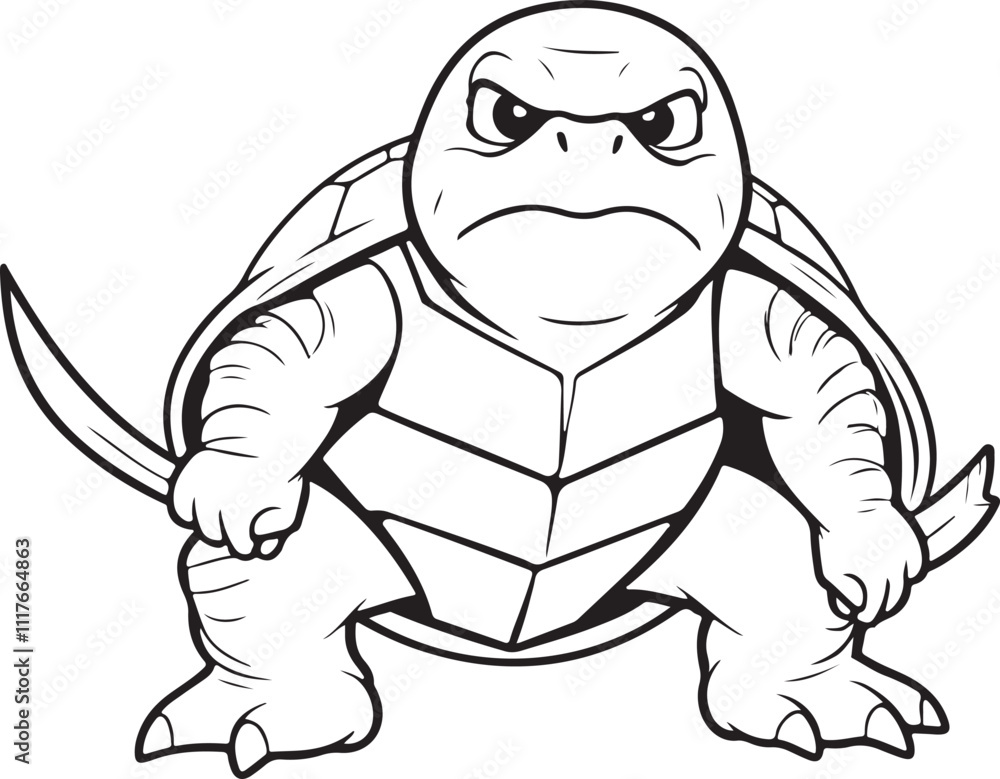 Fototapeta premium Tortoise Ninja Coloring Page