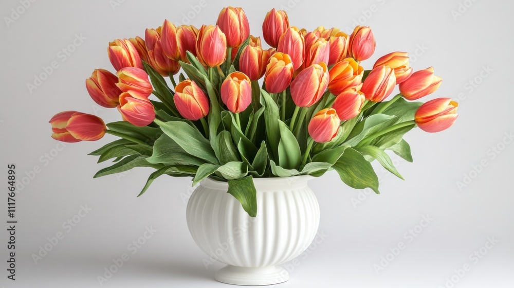 Tulip flowers arranged in a classic white ceramic vase
Tulip flowers arranged in a classic white ceramic vase