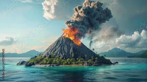 Erupting Volcano in Bali, Indonesia Landscape photo