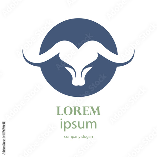 aggressive horned bull head logo design