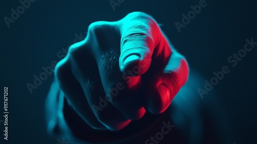 Wallpaper Mural hand pointing directly concept. Vibrant hand pointing with blue and red lighting effects. Torontodigital.ca