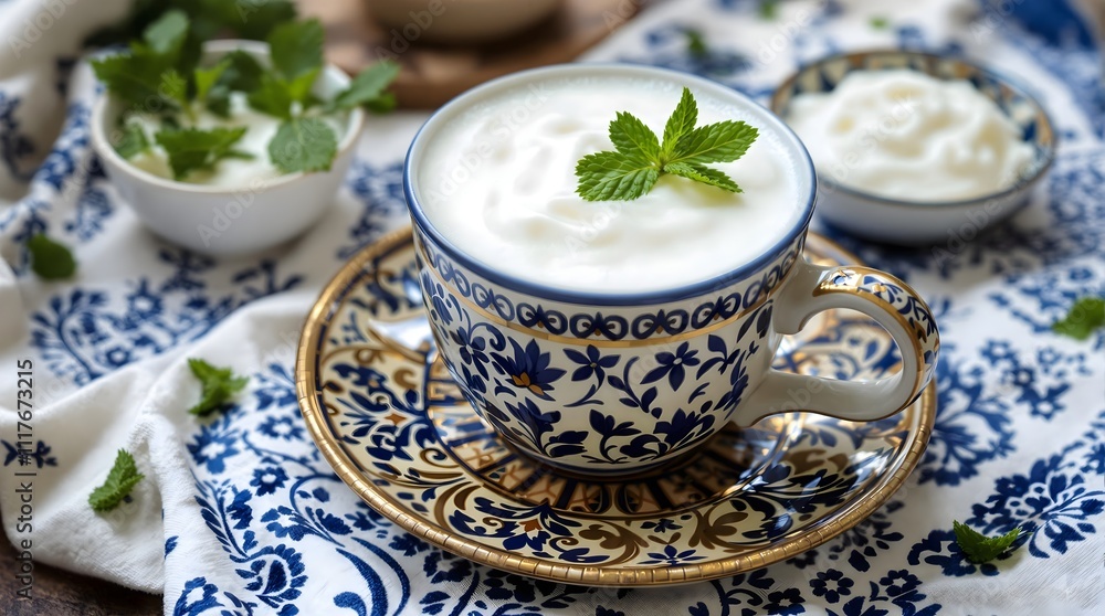 Tuzlu Ayran Kyrgyz Salted Yogurt Drink Infused with Crushed Mint (Kyrgyzstan Cuisine) Tuzlu Ayran Kyrgyz Salted Yogurt Drink Infused with Crushed Mint (Kyrgyzstan Cuisine)