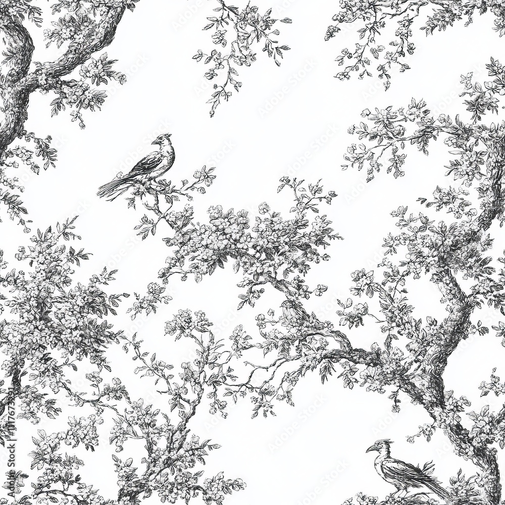 Fototapeta premium Classic Countryside Toile Seamless Pattern Design