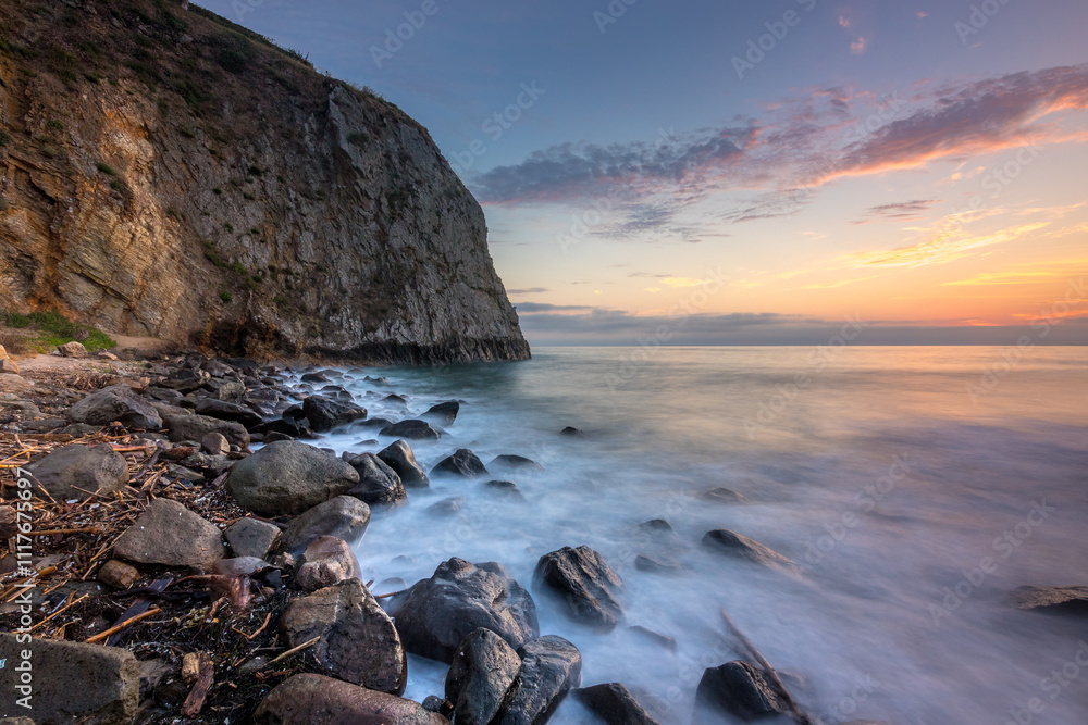 Tranquil sunset at Crystal Cove Beach
