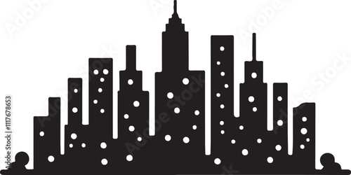 Minimalist city skyline silhouette ideal for background designs and creative works.