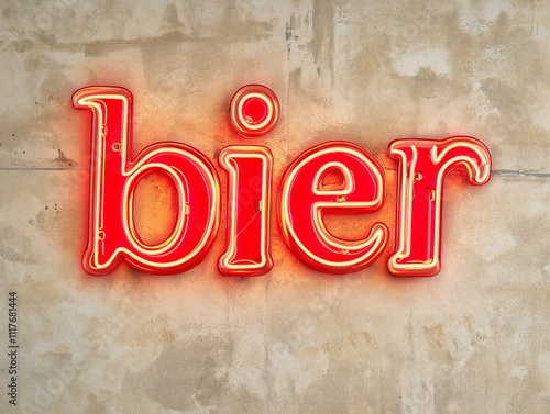 A striking red neon sign displaying the word 