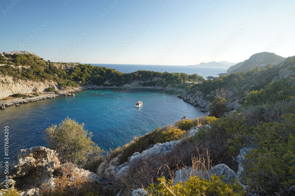 Fototapeta premium panorama of Antony Quinn bay in Rhodes, Greece